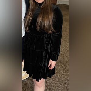 Black velvet long sleeve boutique dress